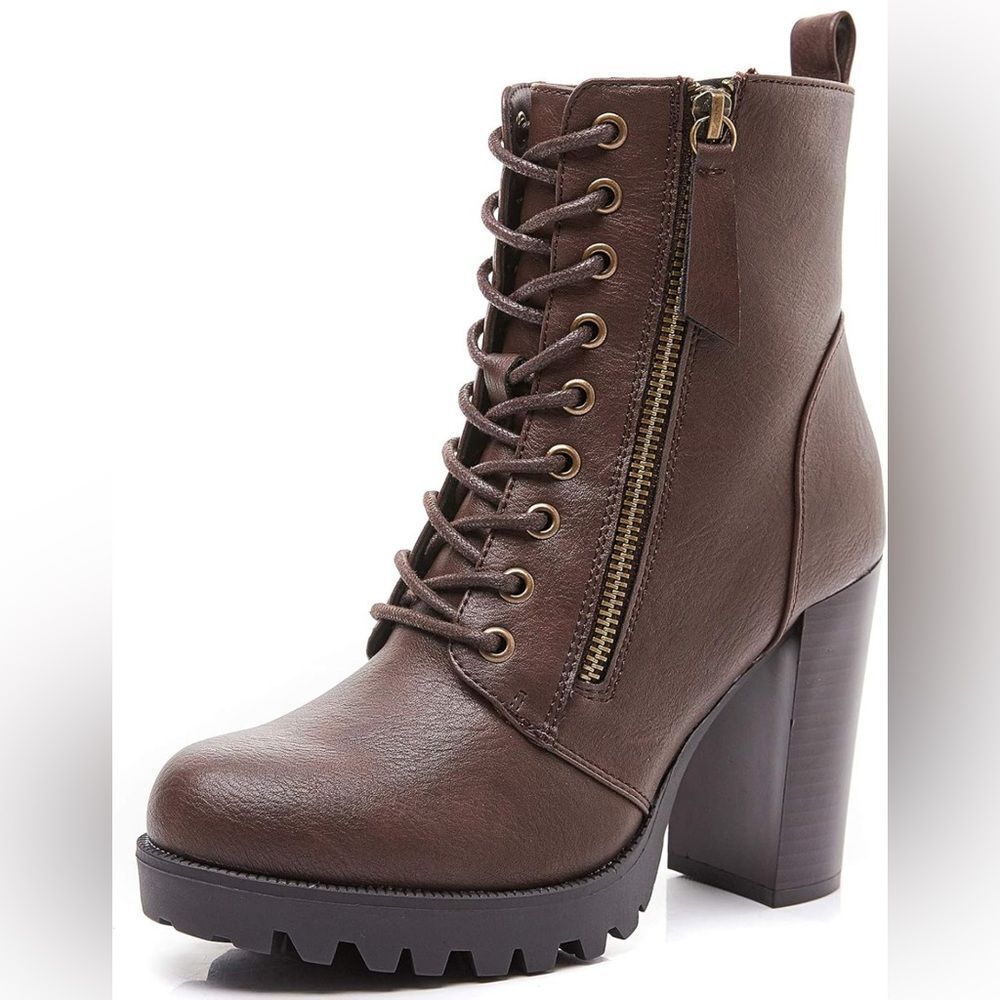 Savaii Camille Brown Lace-Up Ankle Boots size 7.5